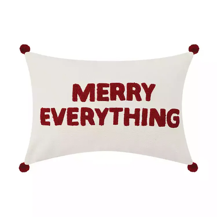 Discount Merry Everything Pom Pom Christmas Throw Pillow Pillows