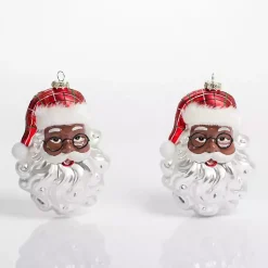 Merry Santa Face Ornaments, Set of 2 Christmas Ornaments