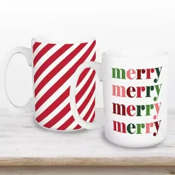 Hot Merry Stripes Mugs, Set of 2 Christmas Dining & Entertaining