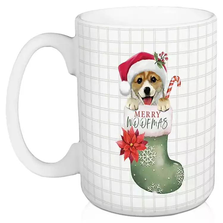 Clearance Merry Woofmas Puppy Stocking Mugs, Set of 2 Christmas Dining & Entertaining