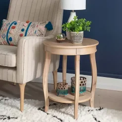 Kirklands Home Accent & End Tables|Merryweather Natural Wood Accent Table Tan
