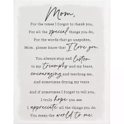 Kirklands Home Wall Quotes & Signs|Message to Mom Canvas Wall Plaque Gray