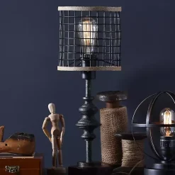 Kirklands Home Table Lamps|Metal and Burlap Edison Lamp Brown