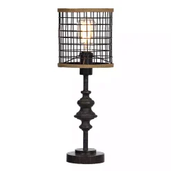 Kirklands Home Table Lamps|Metal and Burlap Edison Lamp Brown