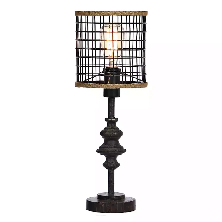 Kirklands Home Table Lamps|Metal and Burlap Edison Lamp Brown