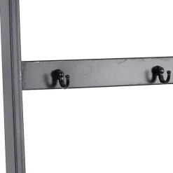 Hot Metal and Fir Wood Leaning Ladder with Hooks Decorative Accents