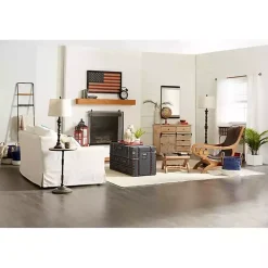 Hot Metal and Fir Wood Leaning Ladder with Hooks Decorative Accents