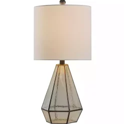 Kirklands Home Table Lamps|Metal and Seeded Glass Cage Table Lamp White