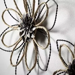 Kirklands Home Wall Plaques|Metal and Twine Flower Wall Plaques, Set of 2