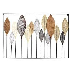 Kirklands Home Wall Plaques|Metal and Wood Leaf Stems Wall Plaque Multi