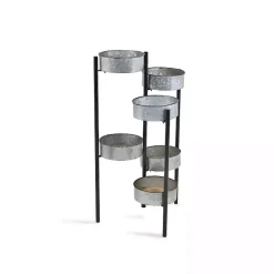 Kirklands Home Planters|Metal and Wood 6-Pot Folding Plant Stand