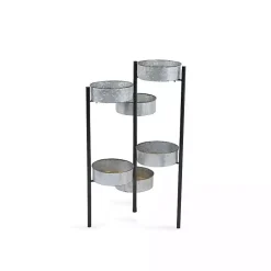 Kirklands Home Planters|Metal and Wood 6-Pot Folding Plant Stand