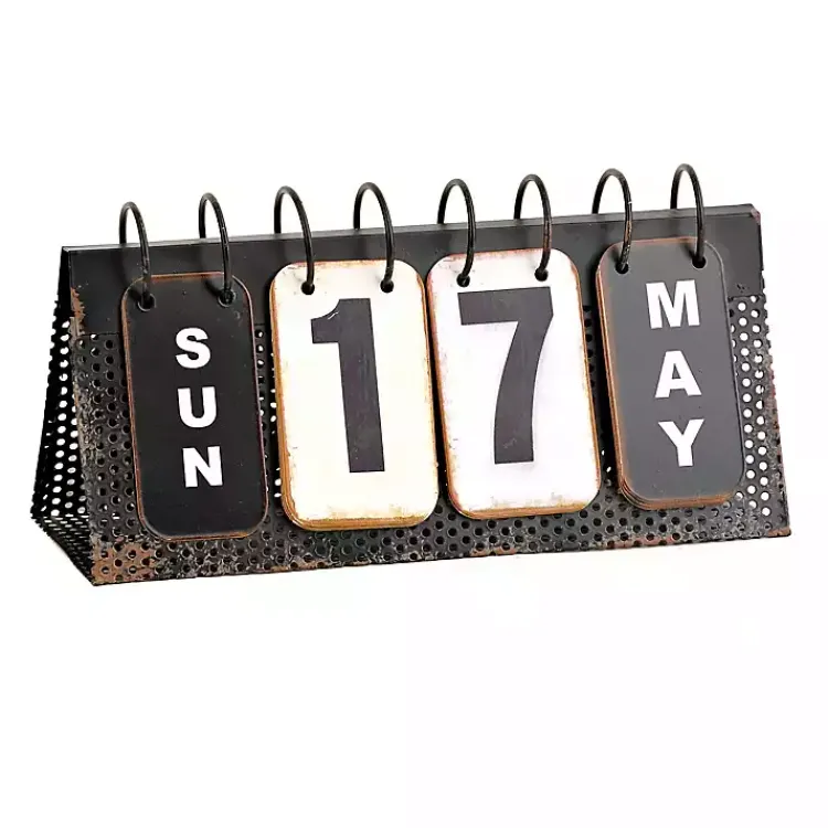 Metal Flip Calendar Decorative Accents