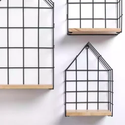 Kirklands Home Shelves|Metal Grate House Wall Shelves, Set of 3