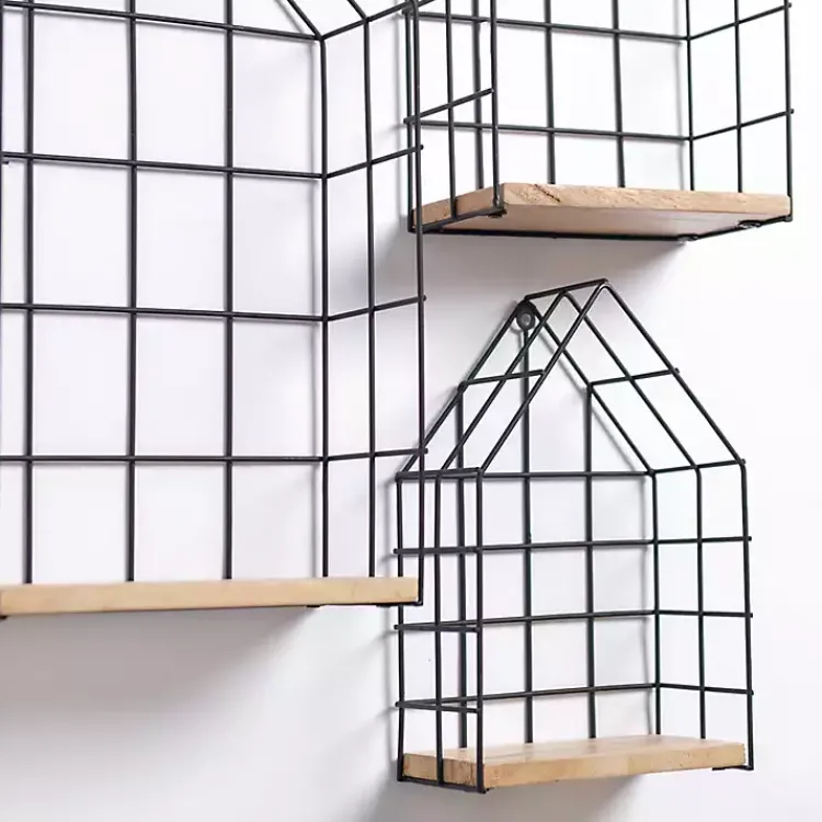 Kirklands Home Shelves|Metal Grate House Wall Shelves, Set of 3