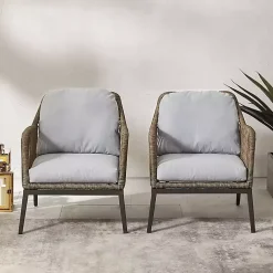 Kirklands Home Outdoor Seating|Metal Rope Outdoor Chairs with Cushions, Set of 2