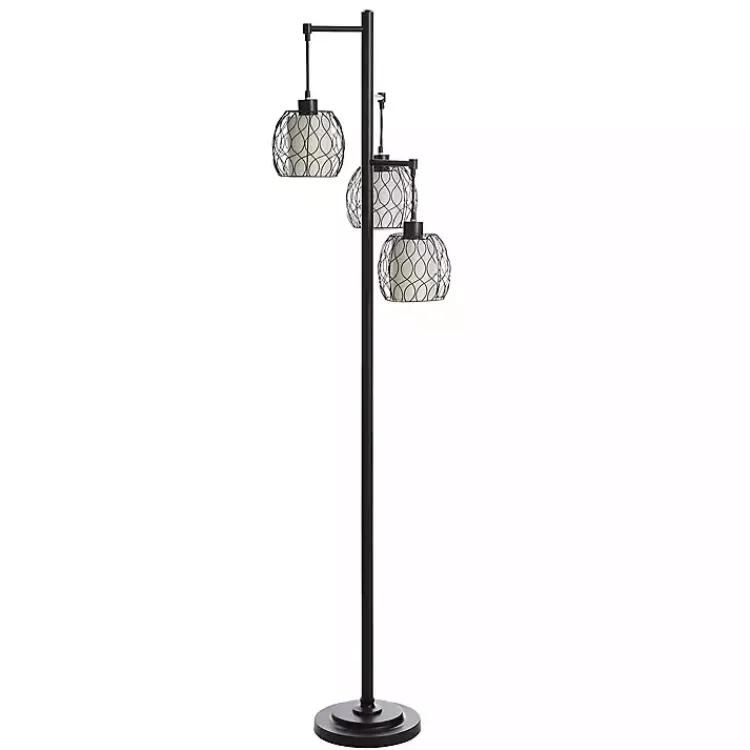 Kirklands Home Floor Lamps|Metal Tiered Woven Cage Robert Floor Lamp Black