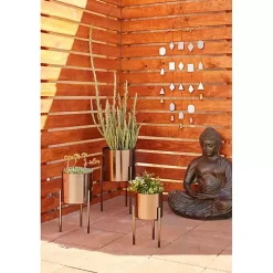 Kirklands Home Planters|Metallic Modern Iron Planters, Set of 3 Black