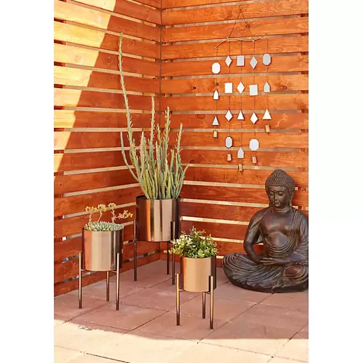 Kirklands Home Planters|Metallic Modern Iron Planters, Set of 3 Black