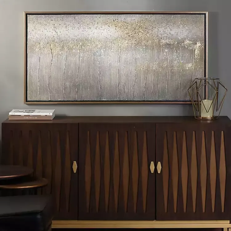 Kirklands Home Canvas Art|Metallic Abstract Field Framed Canvas Print Gold