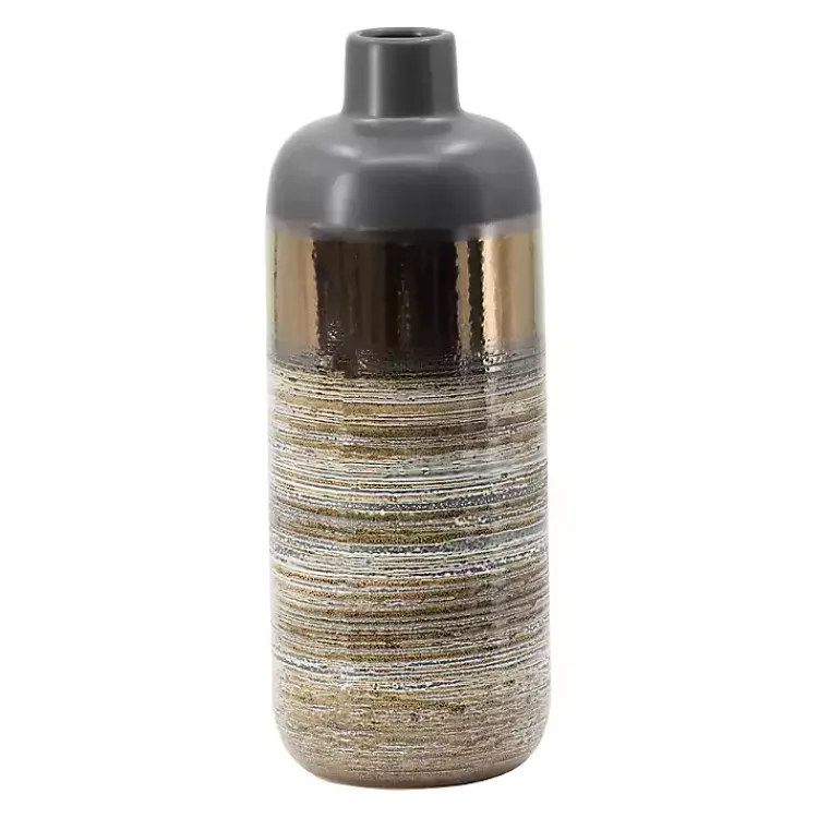 Outlet Metallic Gold and Gray Vase Vases