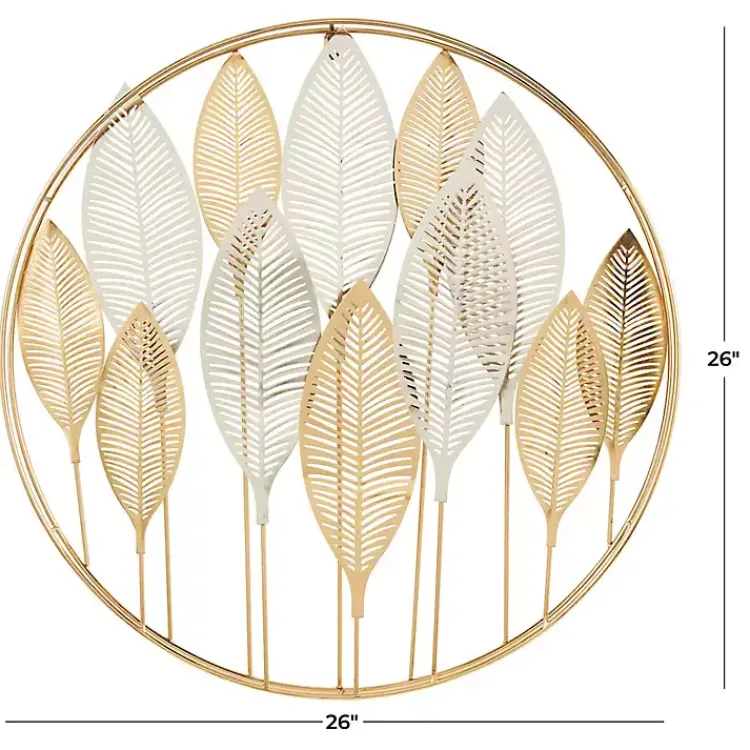 Kirklands Home Wall Plaques|Metallic Gold and Silver Layered Leaf Wall Plaque