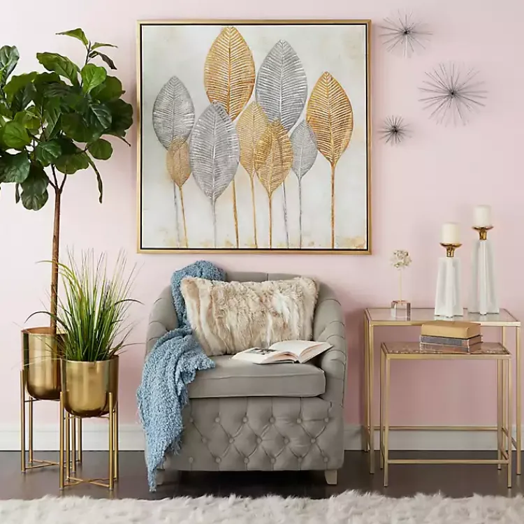 Kirklands Home Planters|Metallic Planters with Stands, Set of 2 Gold