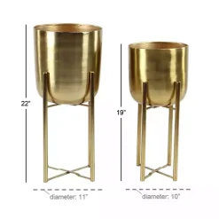 Kirklands Home Planters|Metallic Planters with Stands, Set of 2 Gold