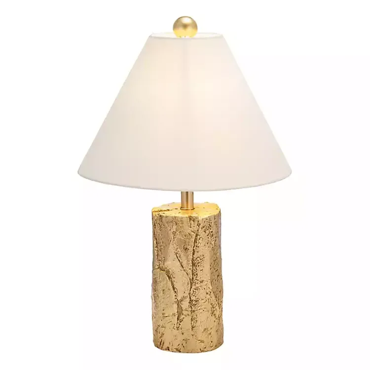 Kirklands Home Table Lamps|Metallic Gold Textured Table Lamp Ivory