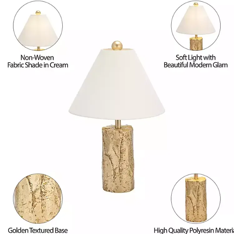 Kirklands Home Table Lamps|Metallic Gold Textured Table Lamp Ivory