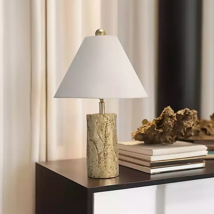 Kirklands Home Table Lamps|Metallic Gold Textured Table Lamp Ivory
