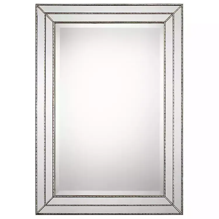 Kirklands Home Decorative Mirrors|Metallic Grooved Texture Wall Mirror Silver