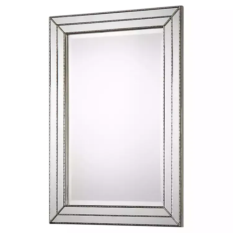 Kirklands Home Decorative Mirrors|Metallic Grooved Texture Wall Mirror Silver
