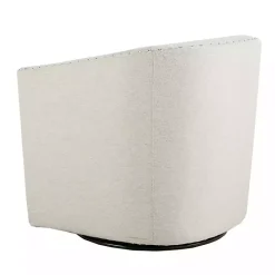 Kirklands Home Accent Chairs|Metro Club Natural Swivel Chair with Nailhead Trim Ivory