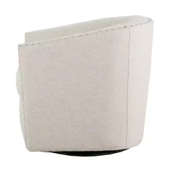 Kirklands Home Accent Chairs|Metro Club Natural Swivel Chair with Nailhead Trim Ivory