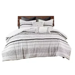Kirklands Home Comforters|Mia White Striped 3-pc. King Comforter Set