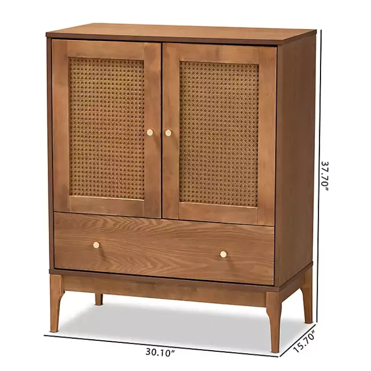 Kirklands Home Cabinets & Sideboards|Mid-Century Modern Rattan Walnut Cabinet Brown