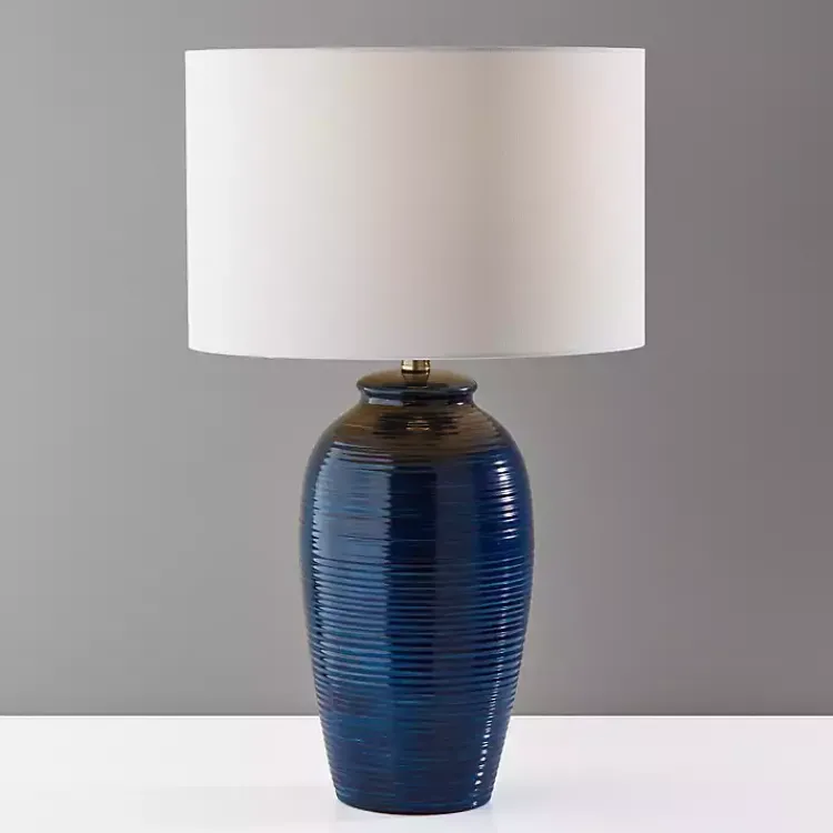 Kirklands Home Table Lamps|Midnight Ribbed Alexis Table Lamp Blue