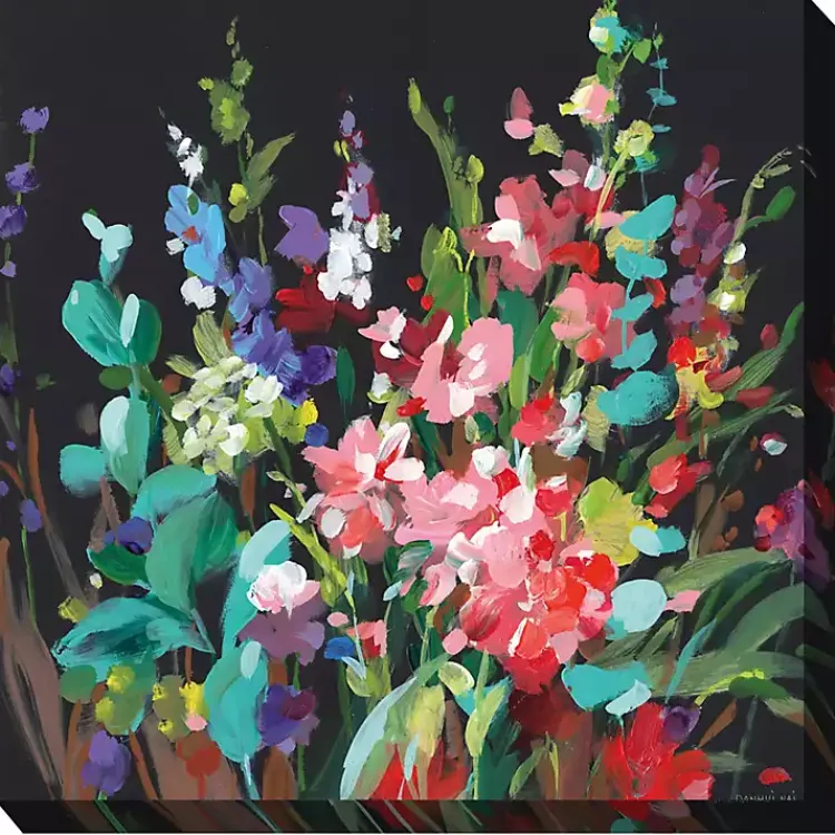 Kirklands Home Outdoor Wall Decor|Midnight Floral Outdoor Canvas Art Print