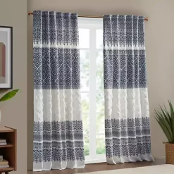 Kirklands Home Curtains & Drapes|Mila Horizontal Stripe Curtain Panel, 84 in. Blue