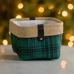 New Mini Plaid Bin with Leather Accent Baskets & Boxes