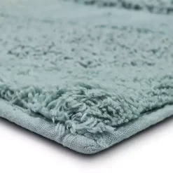 Kirklands Home Bathroom Rugs|Mint Asymmetrical Cotton Bath Mat, 60 in. Blue