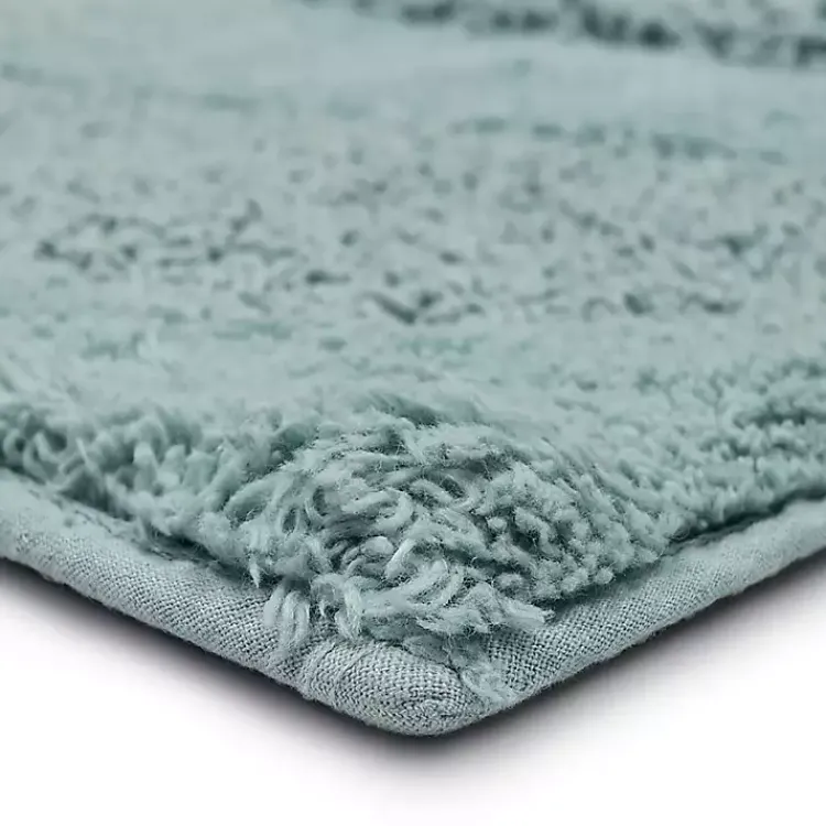 Kirklands Home Bathroom Rugs|Mint Asymmetrical Cotton Bath Mat, 60 in. Blue
