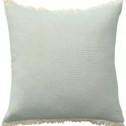 Online Mint Gauze Organic Fringe Throw Pillow Pillows