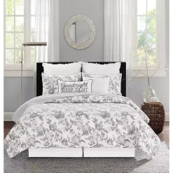 Kirklands Home Quilts|Miriam Floral & Stripe 3-pc. Full/Queen Quilt Set