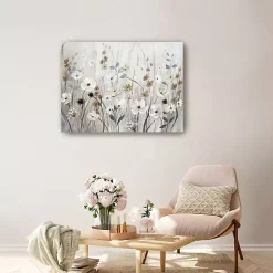 Kirklands Home Canvas Art|Misty Meadow Field Canvas Art Print Gray