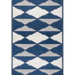 Kirklands Home Area Rugs|Mitchell Blue Geo Diamonds Outdoor Rug, 5x8