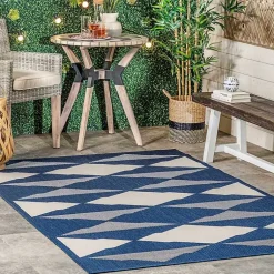 Kirklands Home Area Rugs|Mitchell Blue Geo Diamonds Outdoor Rug, 8x10