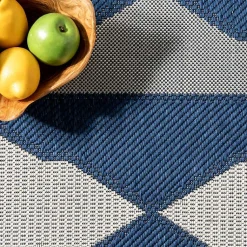 Kirklands Home Area Rugs|Mitchell Blue Geo Diamonds Outdoor Rug, 8x10