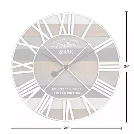 Kirklands Home Clocks|Mixed Planks and White Wooden Wall Clock